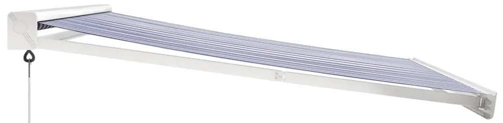 vidaXL Τέντα Πτυσσόμενη Μπλε και Λευκή 3,5 x 2,5 μ. Ύφασμα / Αλουμίνιο