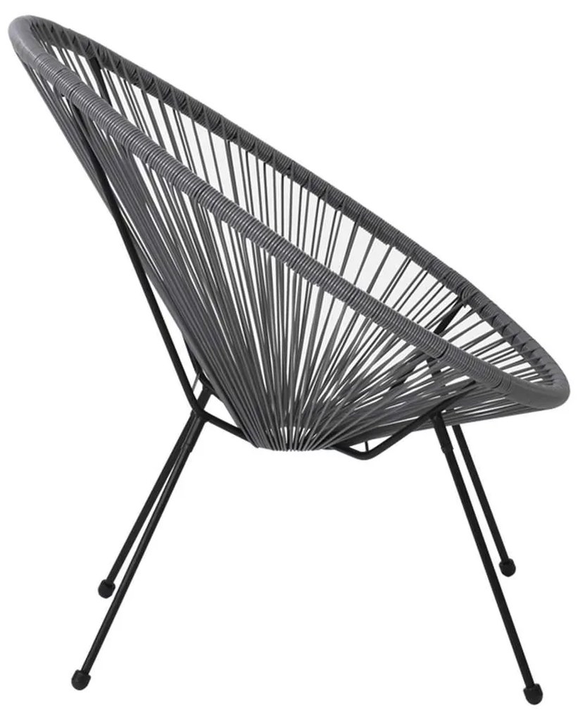 Πολυθρόνα Μεταλική Μαύρη, ACAPULCO Plastic Rattan Γκρι 73x76x89cm
