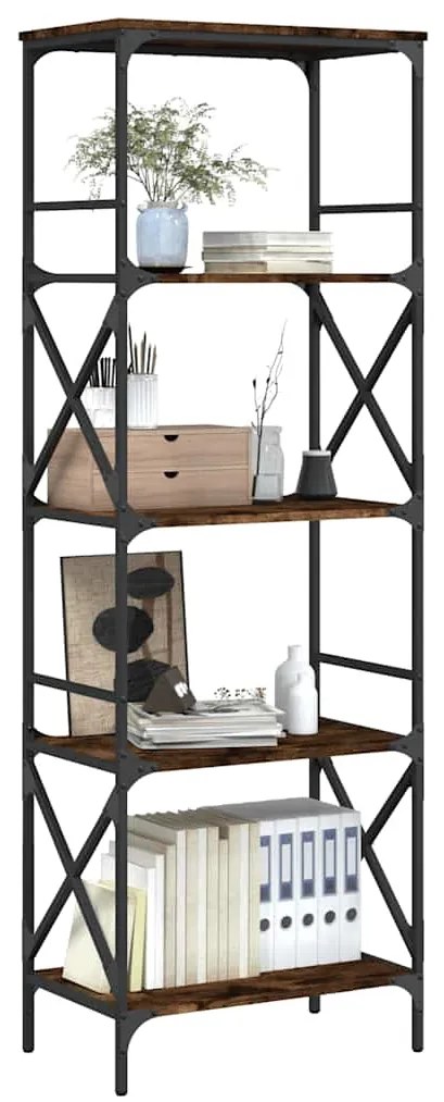 vidaXL Βιβλιοθήκη 5 Επιπέδων Καπνιστή Δρυς 59x35x171 εκ. Επεξεργ. Ξύλο