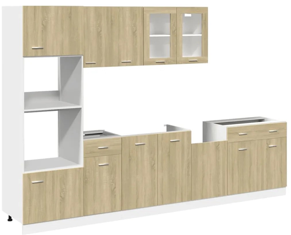 vidaXL Σετ Ντουλαπιών Κουζίνας 7 Τεμαχίων "Lyon" από Τεχνητό Ξύλο Sonoma Δρυς