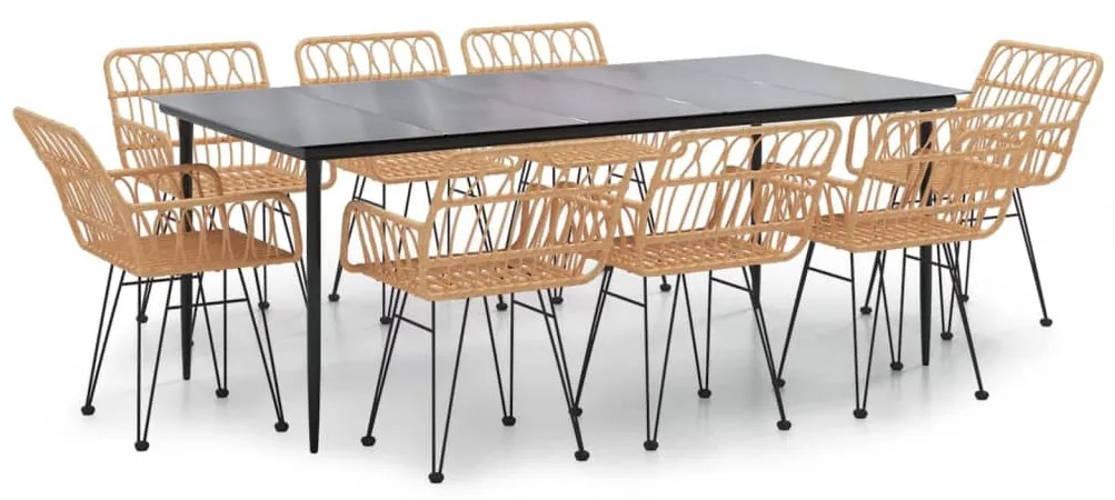 vidaXL Σετ Τραπεζαρίας Κήπου 9 Τεμαχίων από Συνθετικό Ρατάν