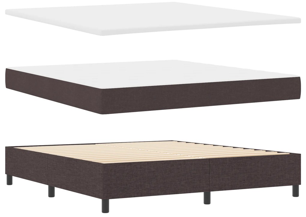 vidaXL βίδαXL Κρεβάτι Box Spring με Στρώμα Σκούρο καφέ 180x200 εκ. Υφασμάτινο