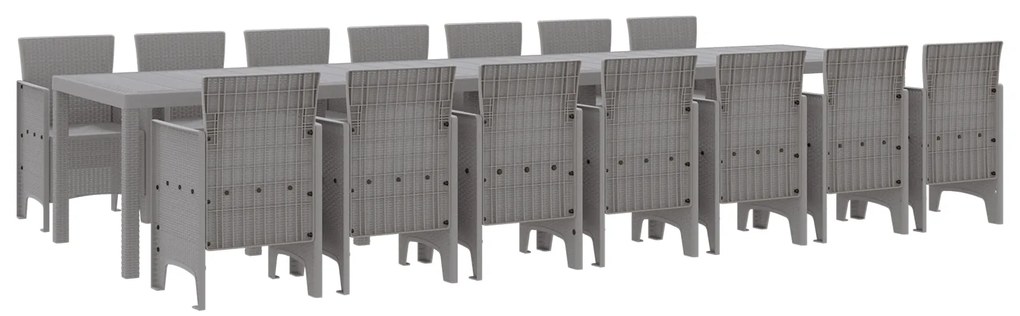 vidaXL Σετ Τραπεζαρίας Κήπου 15 pcs Ανοιχτό γκρι Large