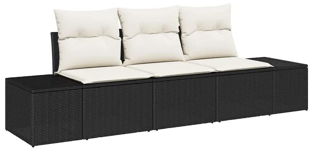 vidaXL Σετ Καναπέ Κήπου 3 pcs Μαύρο, Κρέμα Πολυ rattan, βαμμένο ατσάλι