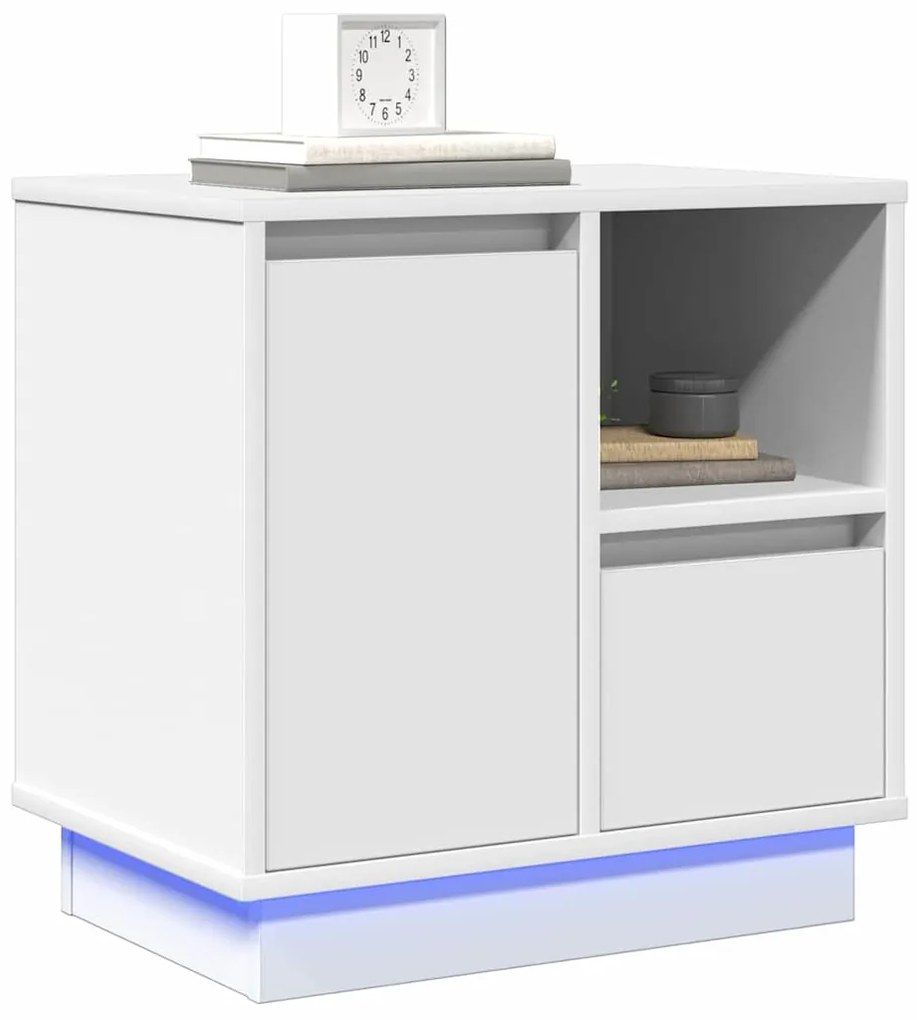 vidaXL Κομοδίνο με συρτάρι Λευκό 50 x 34.5 x 50 εκ. Επεξεργασμένο ξύλο