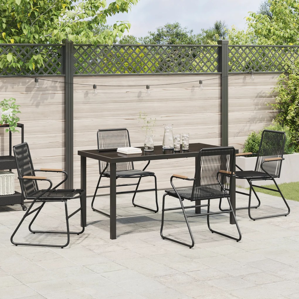 vidaXL Σετ Γευστικού Κήπου 5 Τεμαχίων σε Μαύρο PVC Rattan.