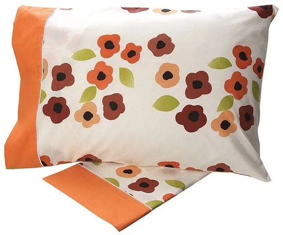 Σετ Σεντόνια Cotton Feelings εμπριμέ 529 Orange Μονό (160x260)