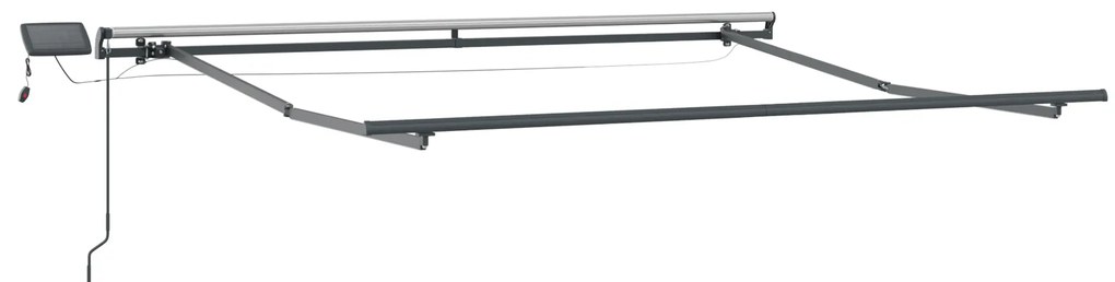 vidaXL Χειροκίνητη Ανασυρόμενη Τέντα με LED Μαύρη 350x250 εκ.