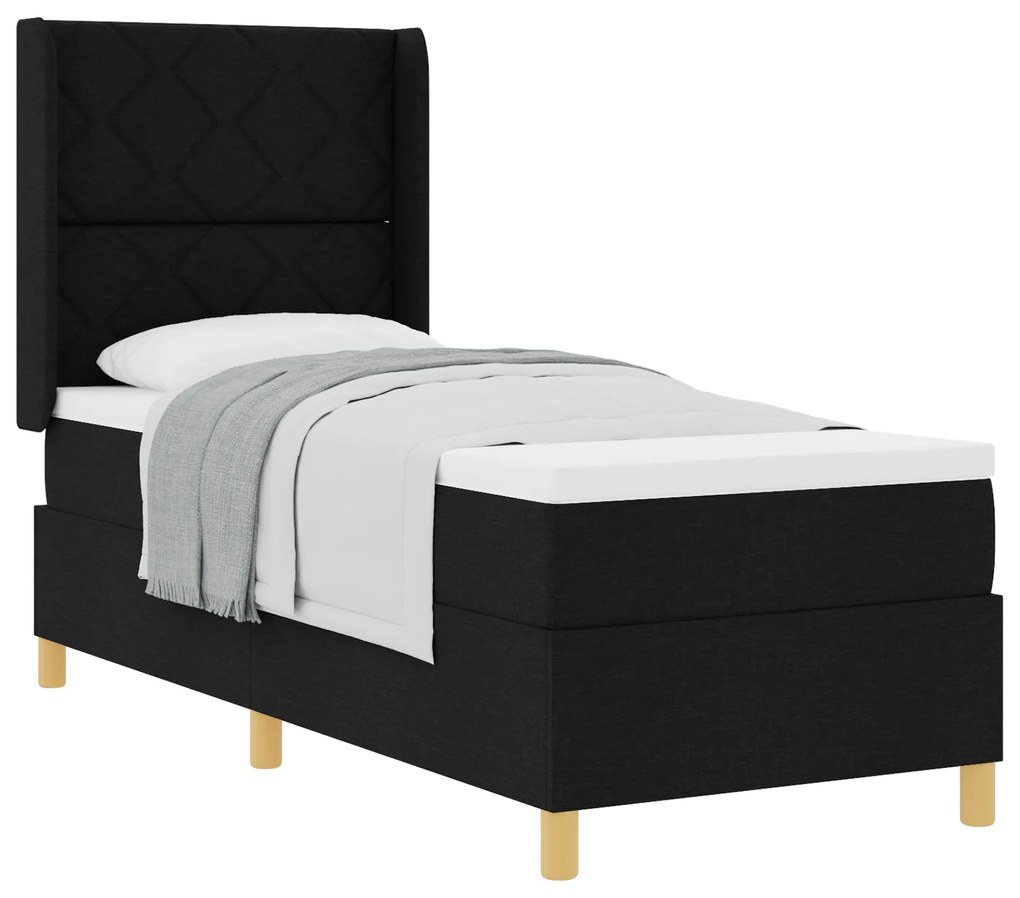 vidaXL κρεβάτι box spring με στρώμα μαύρο 80x200 εκ. ύφασμα