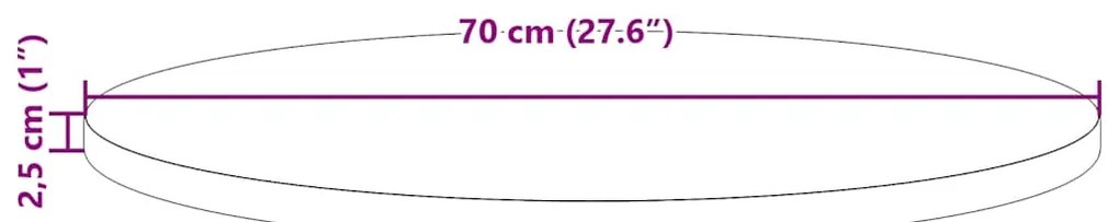 vidaXL Επιφάνεια Τραπεζιού Λευκή Ø70 x 2,5 εκ. από Μασίφ Ξύλο Πεύκου
