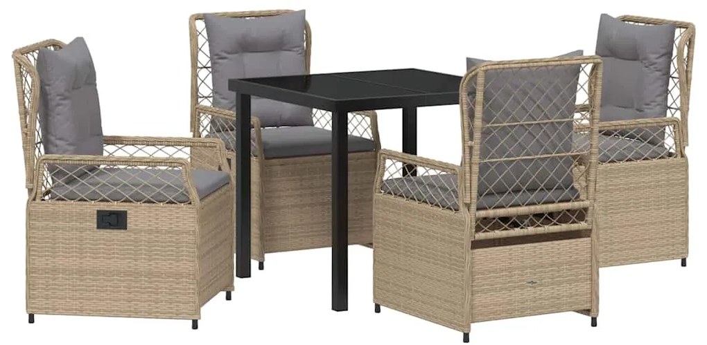 vidaXL Σέτ φαγητού για κήπο 5 pcs Μπεζ συνθετικό ρατάν