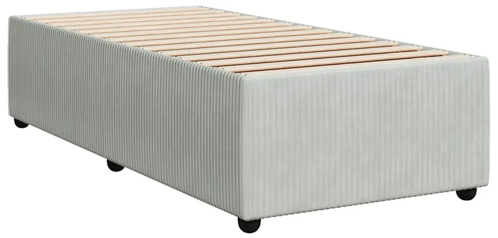 vidaXL Κρεβάτι Boxspring με Στρώμα Ανοιχτό Γκρι 100x200 εκ. Βελούδινο
