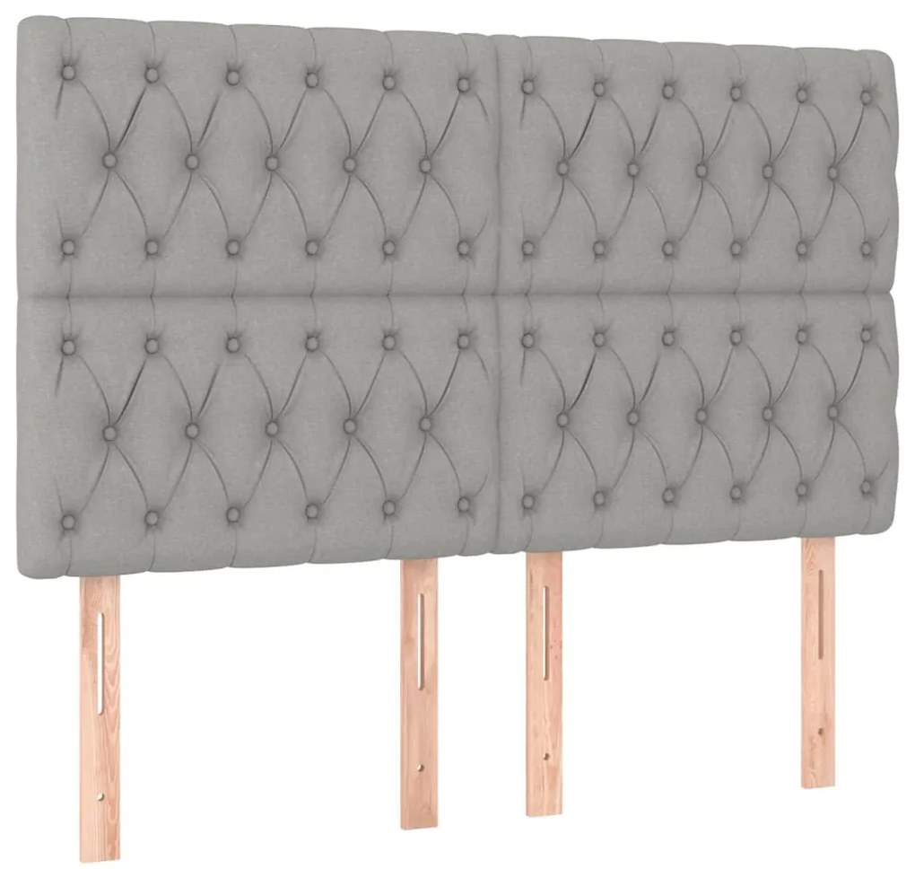 vidaXL Κρεβάτι Boxspring με Στρώμα Ανοιχτό Γκρι 140x200 εκ. Υφασμάτινο