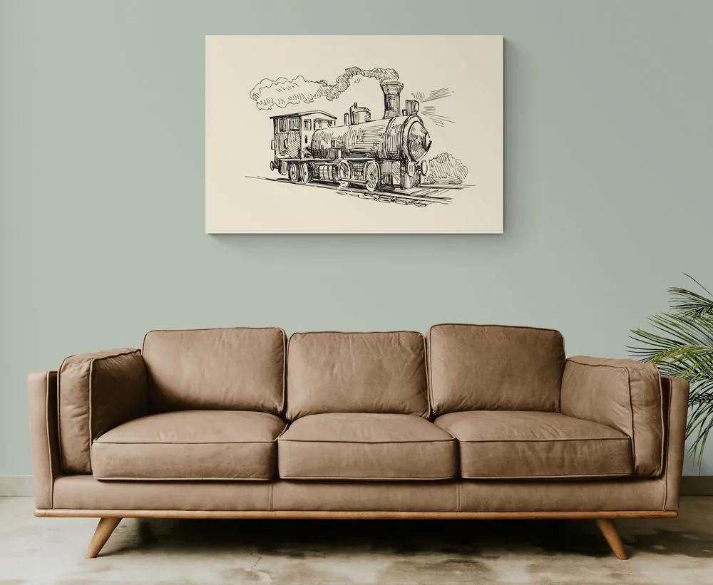 Εικόνα τρένου σε ρετρό σχέδιο - 120x80