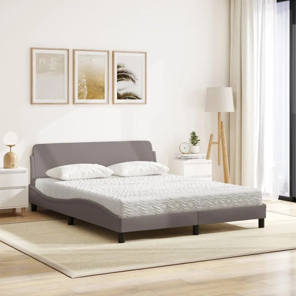 vidaXL Κρεβάτι Taupe 160x200 εκ. Υφασμάτινο