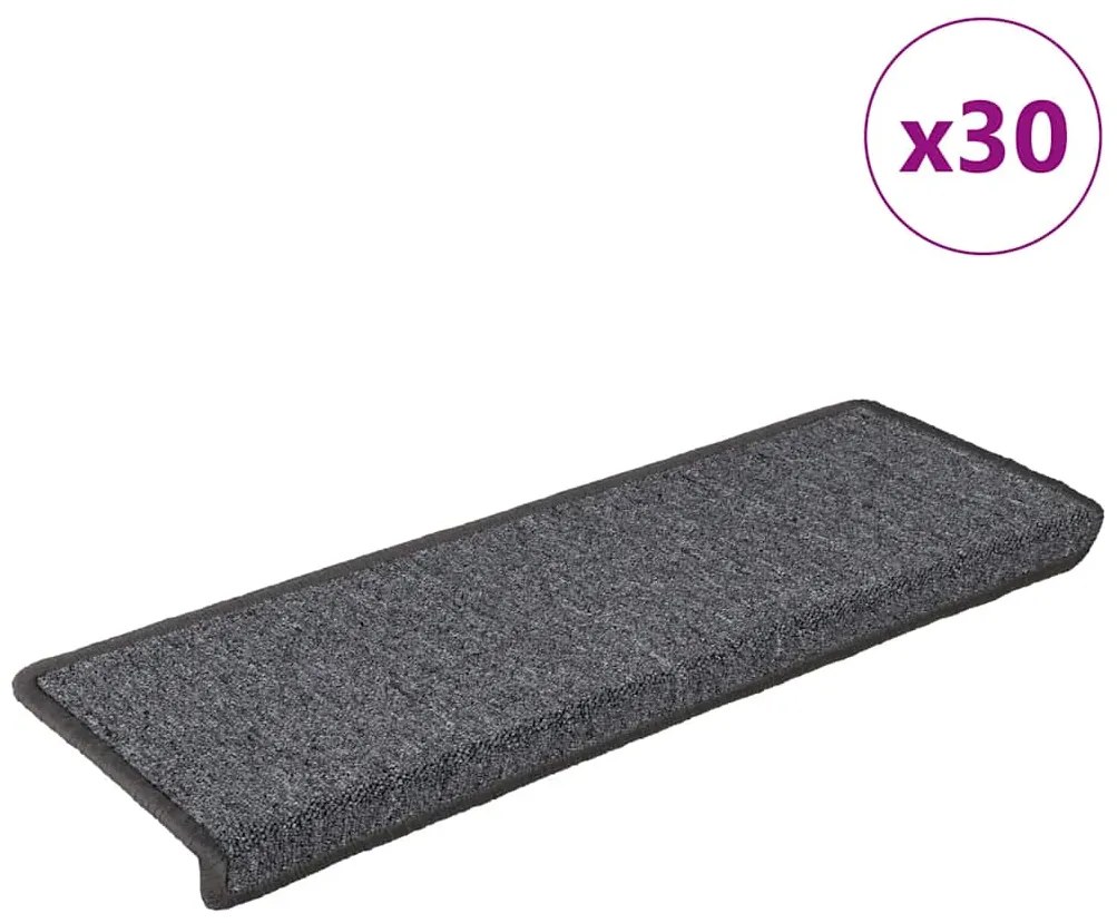 vidaXL Πατάκια Σκαλοπάτια 30 τεμ. Σκούρο Γκρι 65x21x4 εκ. με Ορθογώνια Άκρη