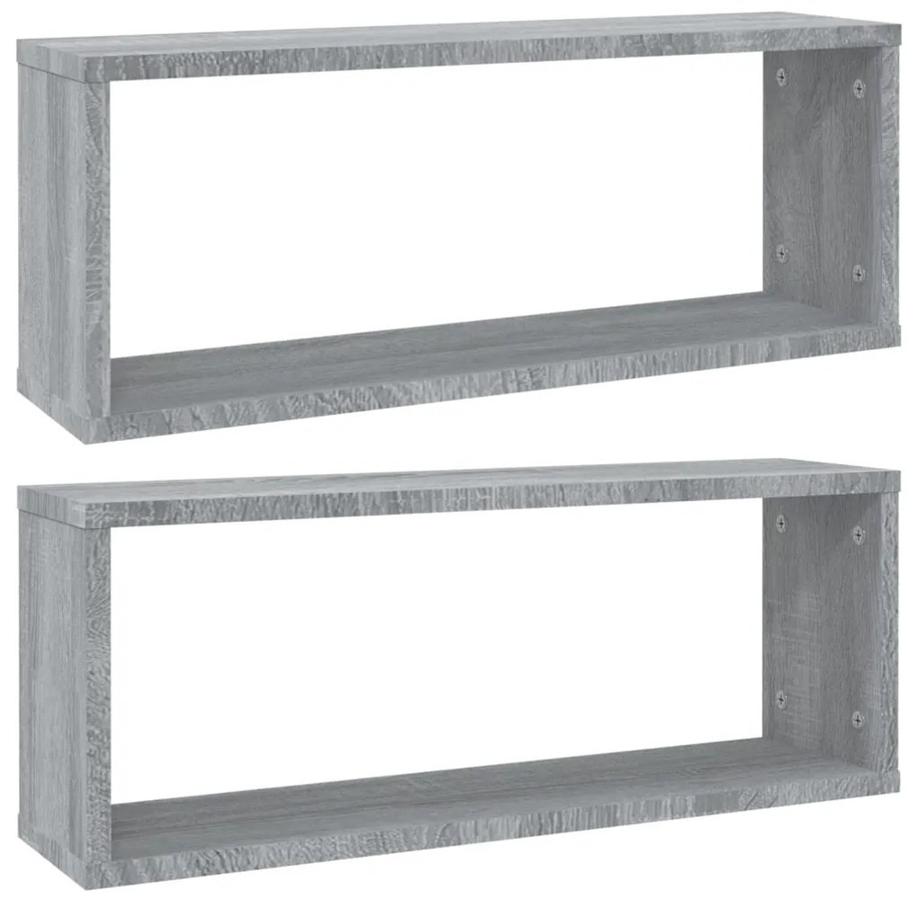 vidaXL Ραφιέρες Τοίχου Κύβος 2 τεμ Γκρι Sonoma 60x15x23 εκ. Επεξ. Ξύλο
