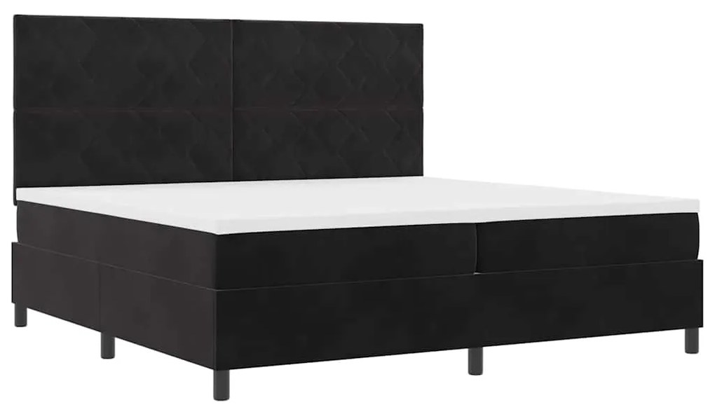 vidaXL Κρεβάτι με ελατήρια με στρώμα Μαύρο 200 x 200 cm Βελούδο