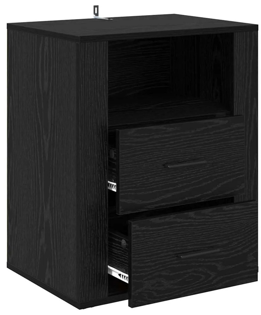 vidaXL Κομοδίνο Μαύρη δρυς 50 x 36 x 60 εκ Επεξεργασμένο ξύλο