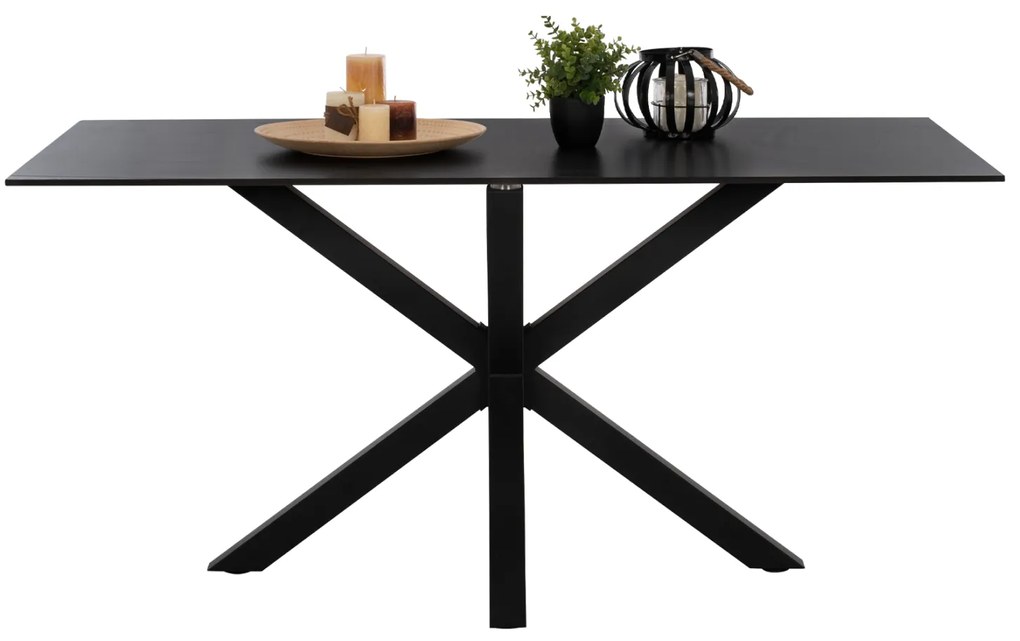 ΤΡΑΠΕΖΙ ΤΡΑΠΕΖΑΡΙΑΣ SYNTEC HM9308.01 SINTERED STONE ΜΑΥΡΟ ΜΕΤΑΛΛΙΚΑ ΠΟΔΙΑ 160x90x75Y εκ.