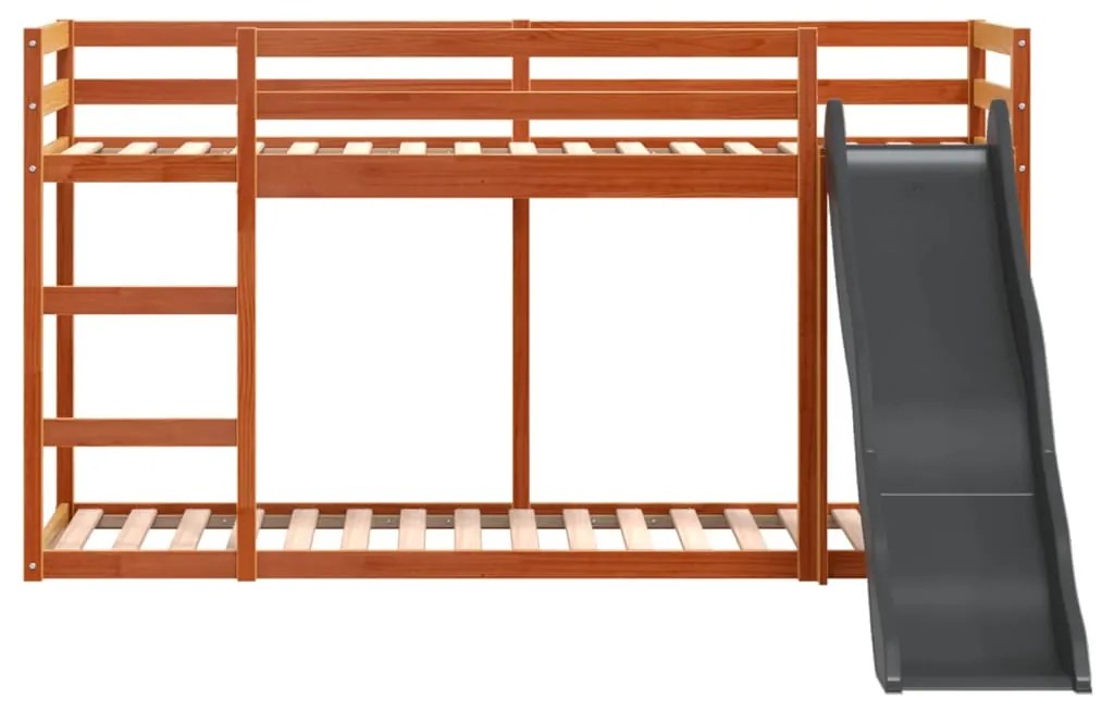 vidaXL Κουκέτα με Τσουλήθρα/Σκάλα Καφέ 75x190εκ. από Μασίφ Ξύλο Πεύκου
