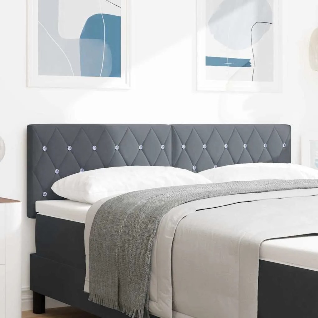 vidaXL Βελούδινο Κεφαλάρι Argyle Σκούρο Γκρι 140 cm Βελούδο