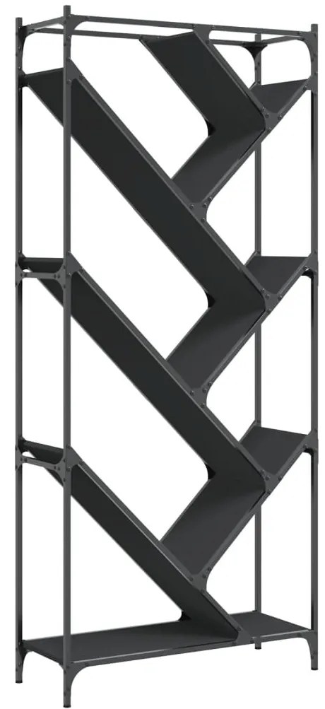 vidaXL Βιβλιοθήκη Μαύρη 79x30x180 εκ. Επεξεργασμένο Ξύλο & Μέταλλο