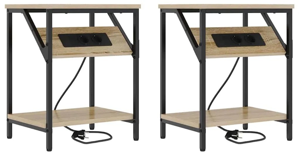 vidaXL Κομοδίνο 2 pcs Sonoma Δρυς 38 x 30 x 48 εκ. Επεξεργασμένο ξύλο