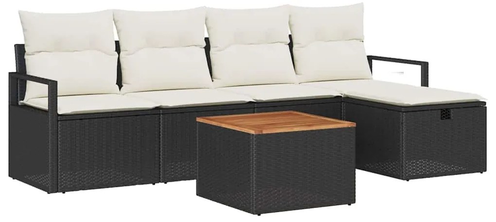 vidaXL Σετ Καναπέ Κήπου με μαξιλάρι 6 pcs Μαύρο Πολυ ράταν