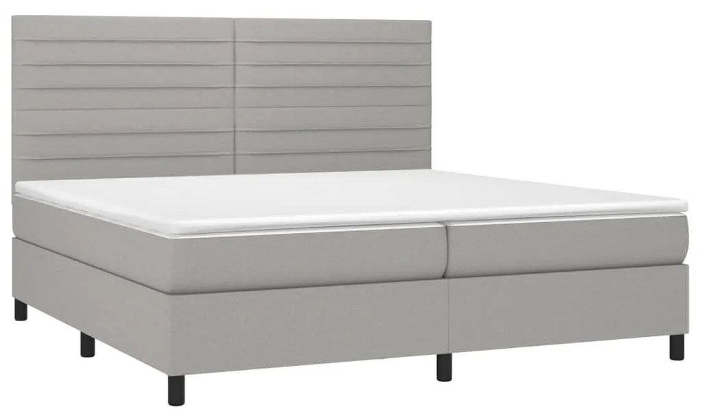 vidaXL Κρεβάτι Boxspring με Στρώμα & LED Αν.Γκρι 200x200εκ. Υφασμάτινο