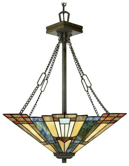 Κρεμαστό Φωτιστικό Οροφής 3xE27 Μπρονζέ  Tiffany  Φ45cm Inglenook QZ-INGLENOOK-P-B Elstead Lighting-QZ-INGLENOOK-P-B-Μπρονζέ QZ-INGLENOOK-P-B