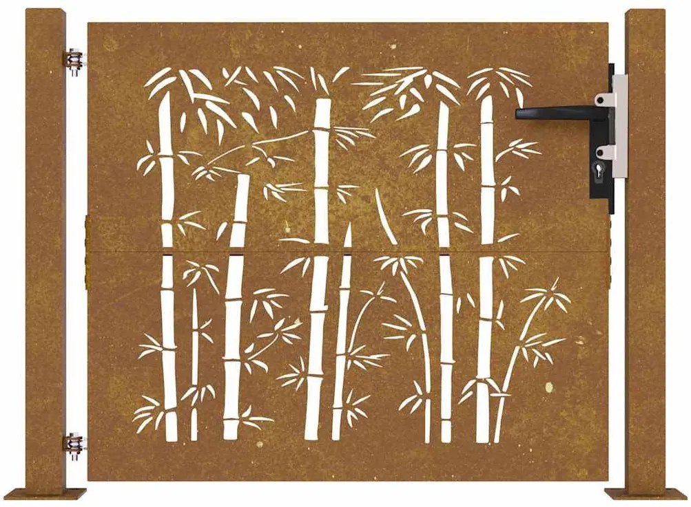 vidaXL Πόρτα Κήπου από Μπαμπού με Σχέδιο Ατσάλι Corten 100x75 εκ.