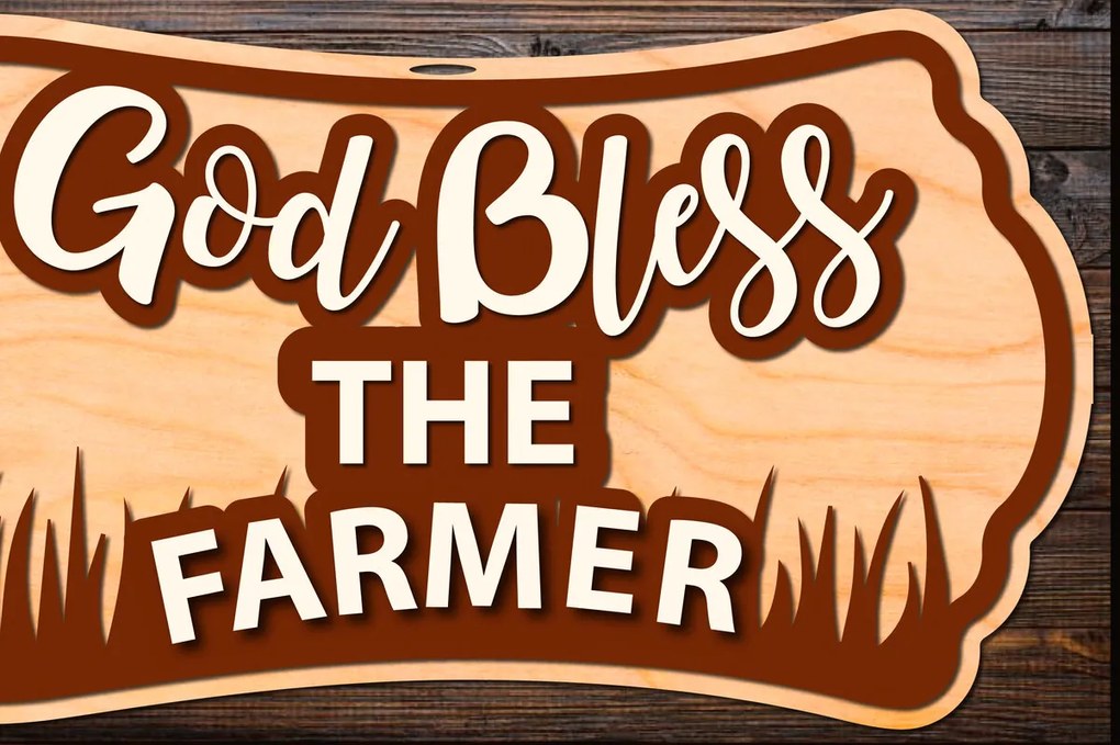 Σετ των 2 Intra απο ξύλο plywood  Χρώμα wenge 3mm-4mm πάχος - Ο Θεός ευλογεί το αποκοπής με λέιζερ αγρότη Δίασταση 20x20 cm INTRAFABR-94598504