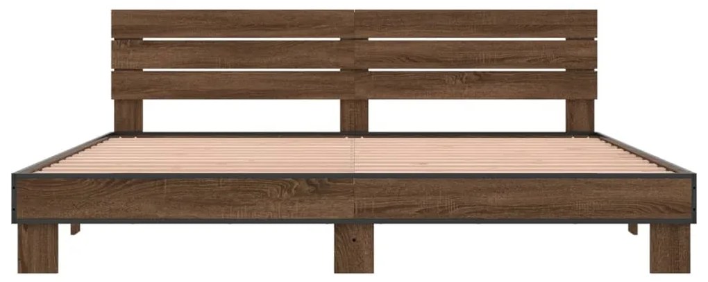 vidaXL Πλαίσιο Κρεβατιού Καφέ Δρυς 180x200 εκ. Επεξ. Ξύλο &amp; Μέταλλο