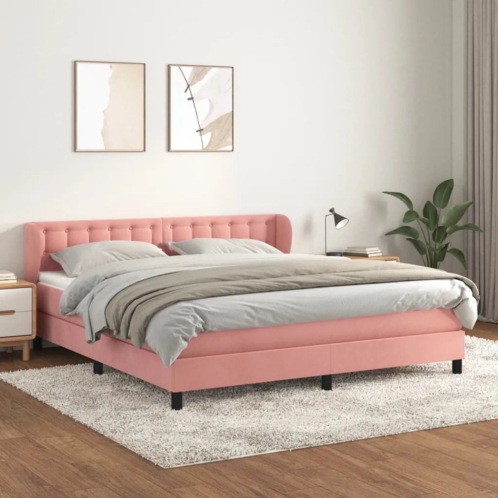 ΚΡΕΒΑΤΙ BOXSPRING ΜΕ ΣΤΡΩΜΑ ΡΟΖ 160X200 ΕΚ. ΒΕΛΟΥΔΙΝΟ 3127744