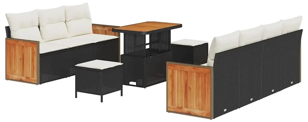 vidaXL Σετ Καναπέ Κήπου 10 pcs Μαύρο, Κρέμα 90 x 55 x 71 cm