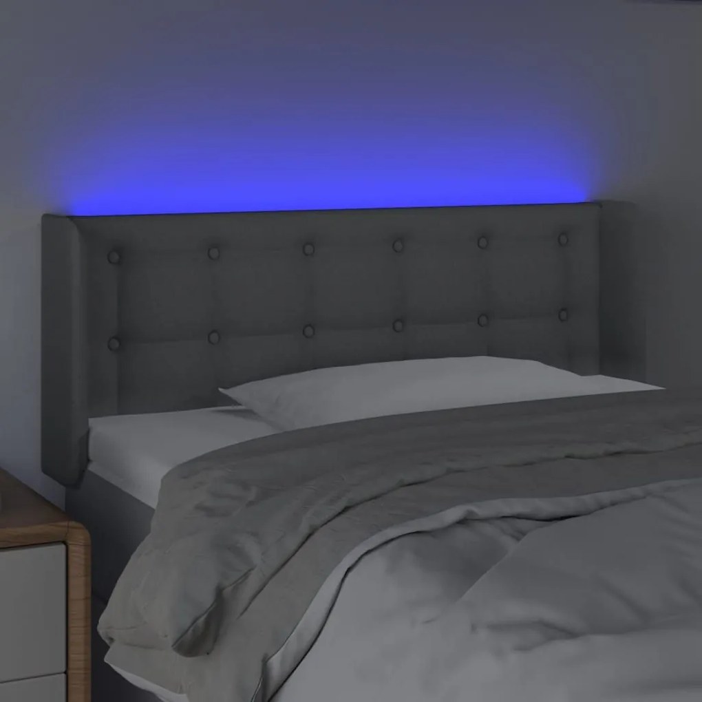 Κεφαλάρι Κρεβατιού LED Ανοιχτό Γκρι 83x16x78/88 εκ. Υφασμάτινο - Γκρι