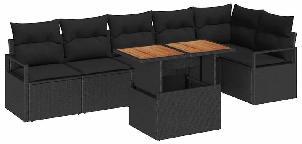 vidaXL Σέτ φαγητού για κήπο 7 pcs Μαύρο, Καφέ 100 x 55 x 73 εκ
