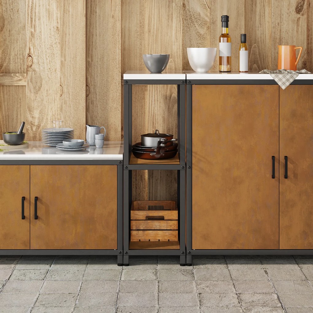 vidaXL Ράφι Αποθήκευσης Κουζίνας με ράφι Σκ rusty 60 x 50 x 92 εκ.