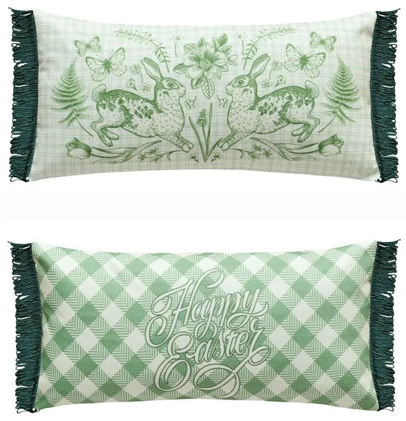 Μαξιλάρι Διακοσμητικό (Με Γέμιση) Easter 24 05 Green-Ecru Kentia 30X60 30x60cm Cotton-Polyester