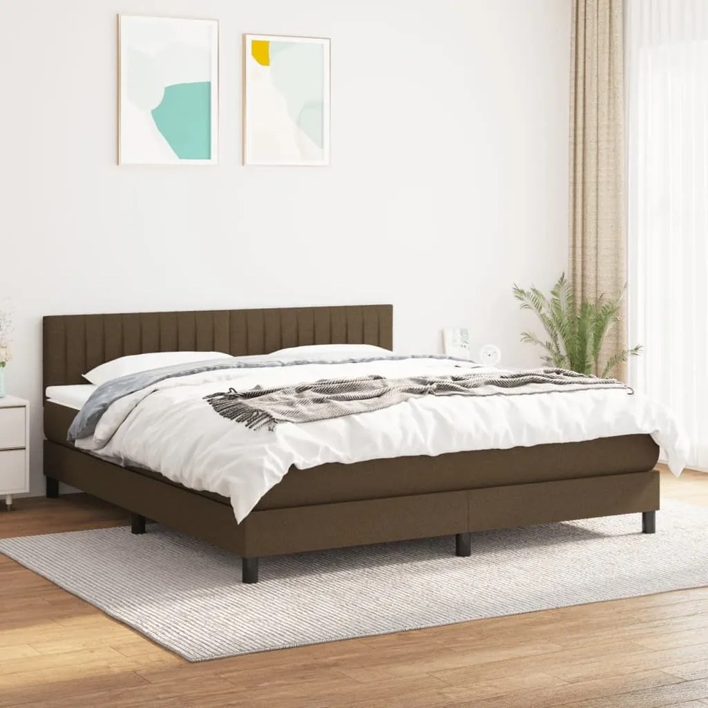 ΚΡΕΒΑΤΙ BOXSPRING ΜΕ ΣΤΡΩΜΑ ΣΚΟΥΡΟ ΚΑΦΕ 160X200 ΕΚ ΥΦΑΣΜΑΤΙΝΟ 3140228