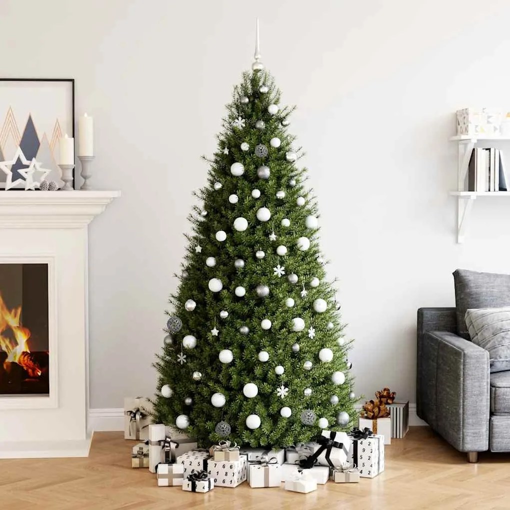 vidaXL Σετ Μπάλες Χριστουγεννιάτικες 111 τεμ. Λευκές/Γκρι Πολυστυρένιο