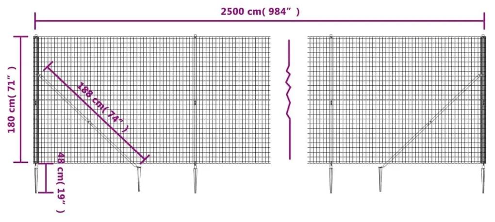 Συρματόπλεγμα Περίφραξης Ανθρακί 1,8 x 25 μ. με Καρφωτές Βάσεις - Ανθρακί