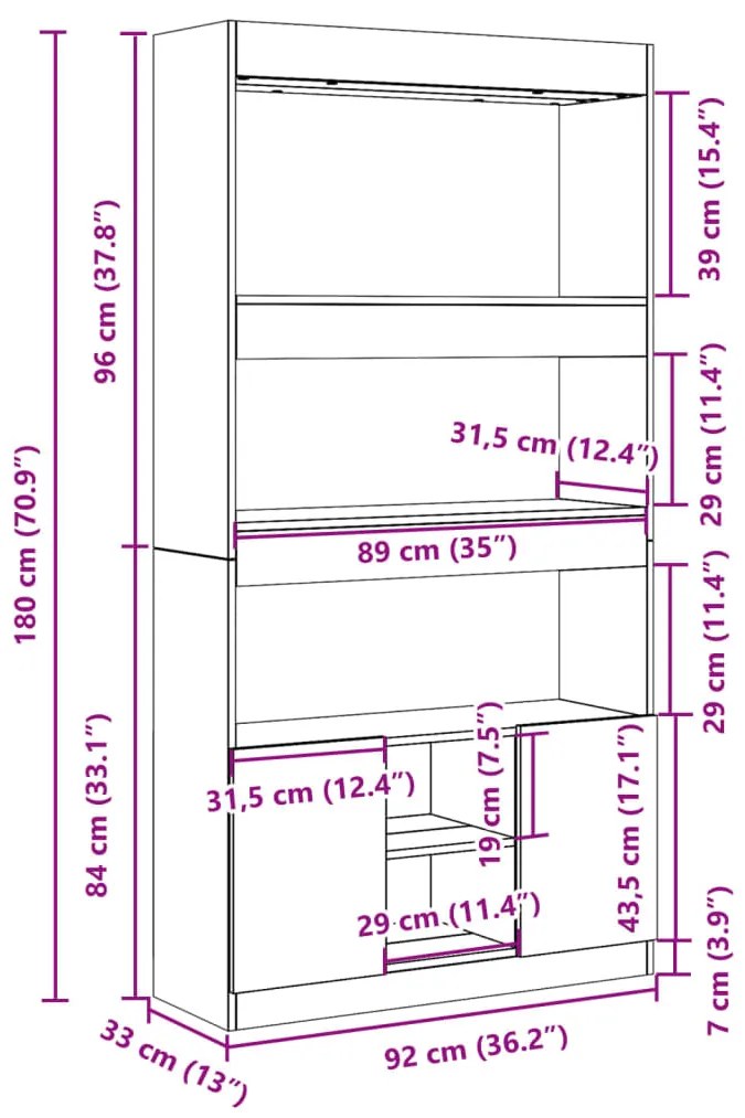 Ντουλάπι Όψη Παλαιού Ξύλου 92x33x180 εκ. Επεξεργασμένο Ξύλο - Καφέ