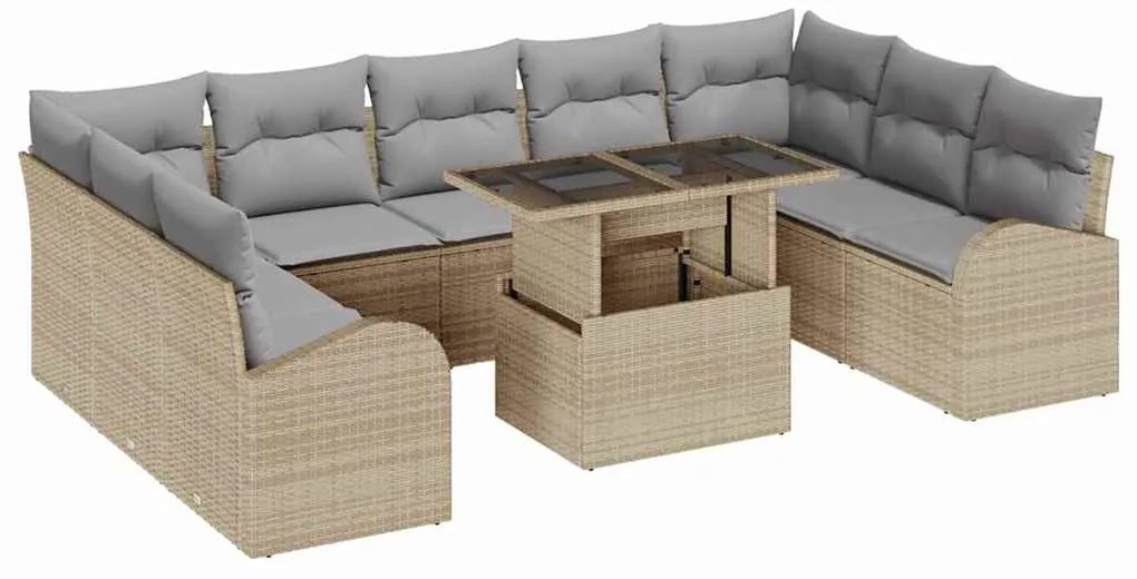 vidaXL Σετ Καναπέ Κήπου 10 pcs μπεζ και ανοιχτό γκρι 100 x 55 x 73 εκ