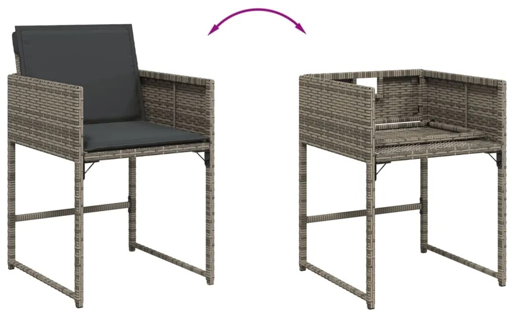 vidaXL Σετ Τραπεζαρίας Κήπου 11 Τεμαχίων Γκρι Συνθ. Ρατάν με Μαξιλάρια