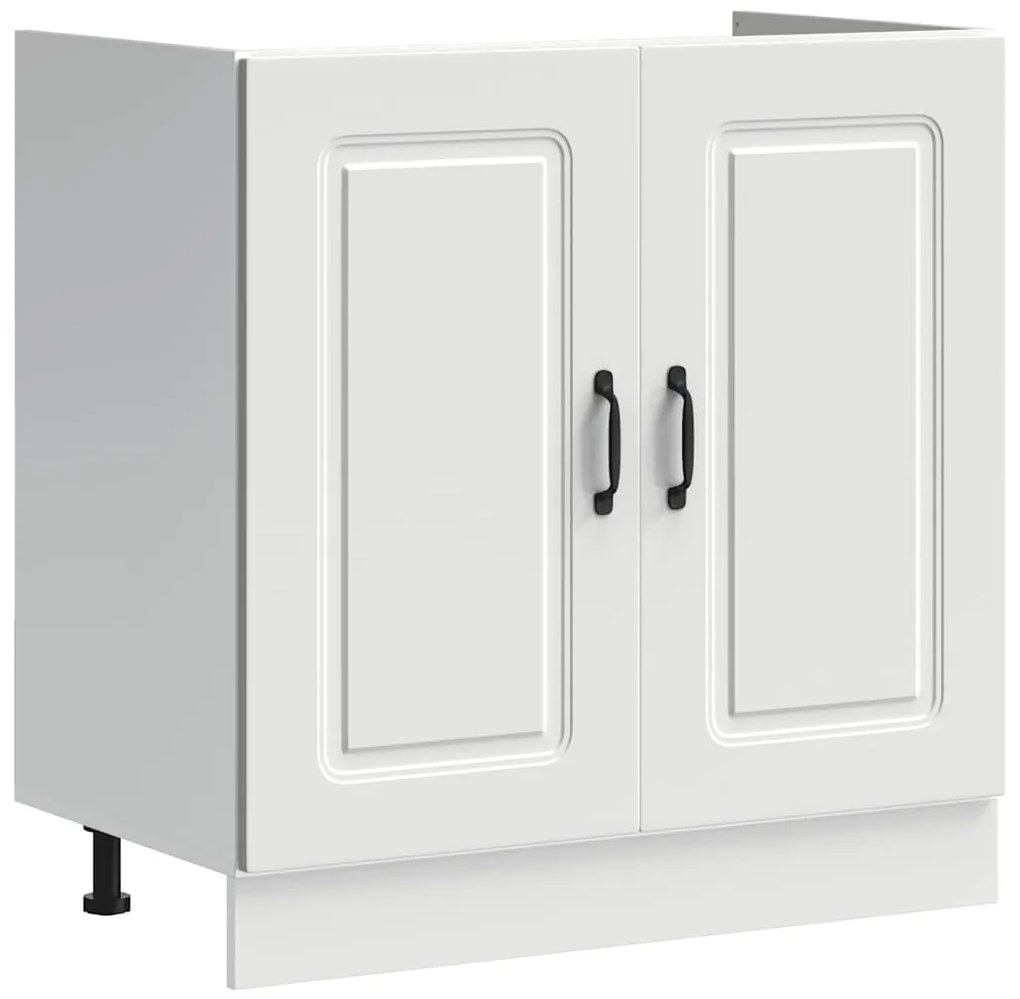 vidaXL Ντουλάπι βάσης νεροχύτη Kalmar Λευκό 80x46x81,5 εκ. Επεξ. Ξύλο