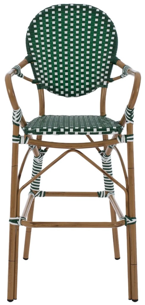 Σκαμπό Αλουμινίου Bamboo Look Με Wicker Πράσινο Λευκό 56x60x126 Εκ.