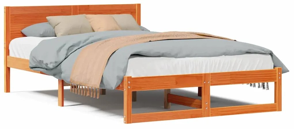 vidaXL Σκελετός Κρεβατιού Καφέ 140 x 190 cm Μασίφ ξύλο πεύκου