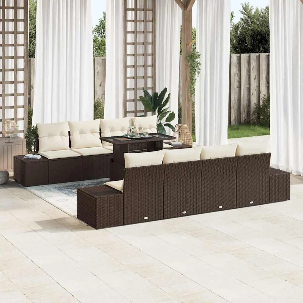 vidaXL Σετ Καναπέ Κήπου 7 pcs Καφέ και κρεμ 100 x 55 x 73 εκ